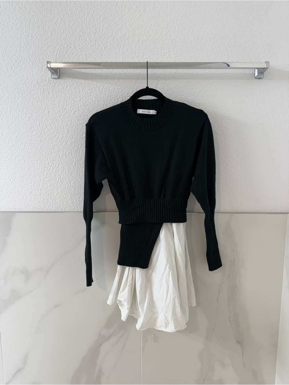 Avantlook Asymmetrical Black & White Layered Dress